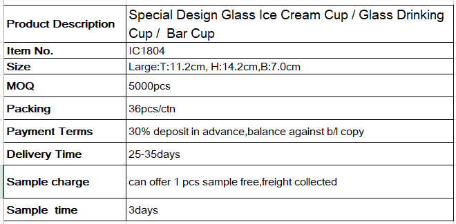 Special Design Ice Cream Sundae Bowls Machine Pressed Dishes Tall 11.2cm
