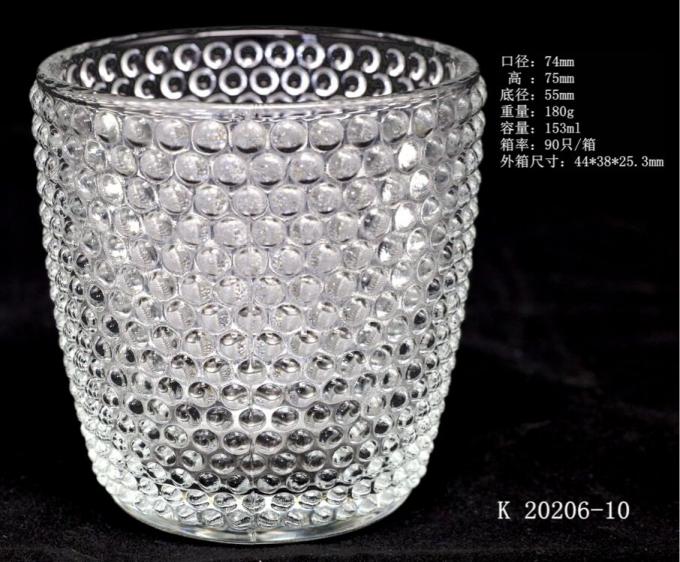 Transparent Small Candle Jars With Pattern / Glass Candle Holder For Candle Wax
