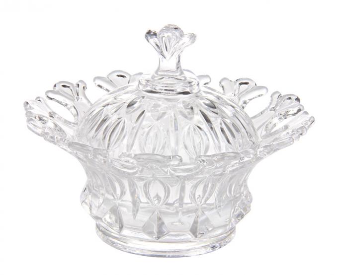 Wedding Gift Glass Candy Bowl With Lid / Glass Storage Jar For Nut