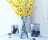 Blue Decorative Solid Glass Vases / Handmade Flower Vase For House / Hotel