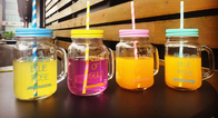 500ml Mason Storage Glass Storage Jars With Iron Lid Straw Multi Color