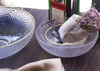 Art Deco Handmade Transparent Glass Fruit Bowl For Storage With Gold Design