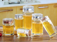 Small Glass Honey Jars / Transparent Glass Storage Jars For Cosmetic With Lid