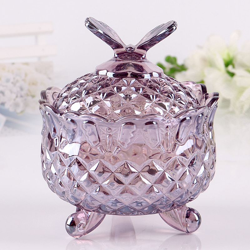 Top 10.5 Cm Butterfly Glass Candy Bowl / Colored Decorative Candy Jars