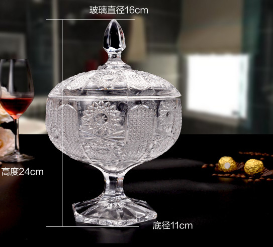 Sunflower Wedding Glass Candy Jar Decorative Sugar Pot Machine Pressed