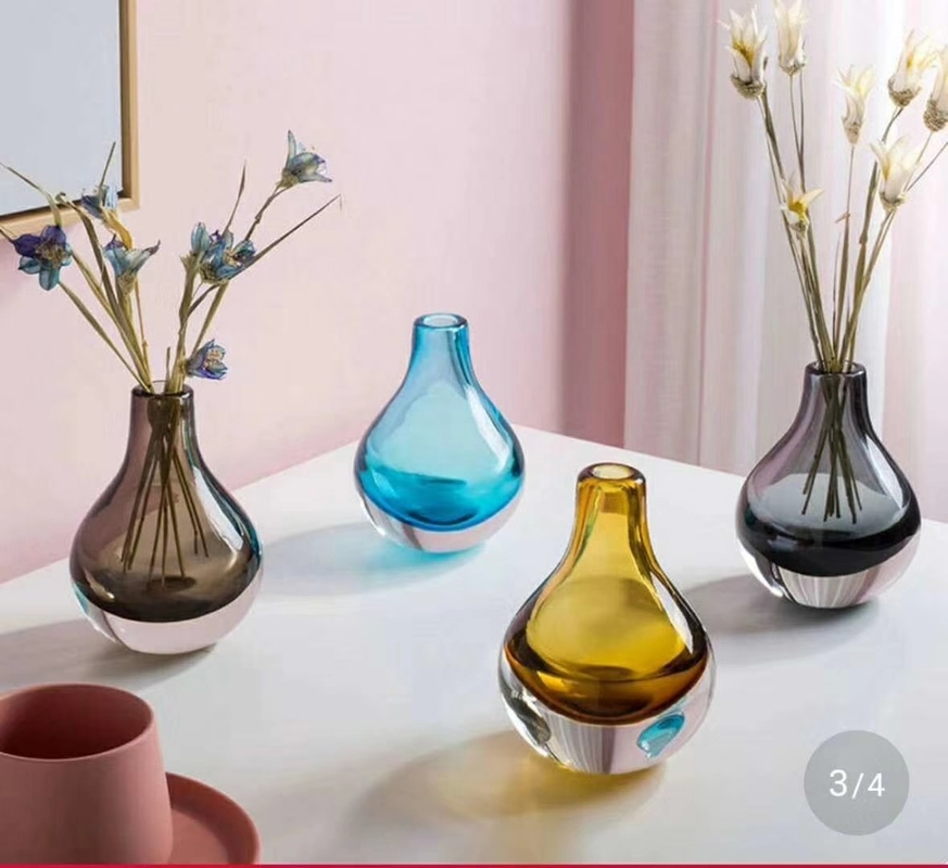 Brown Colored Glass Flower Vases Bulb Type Glass Flower Vase