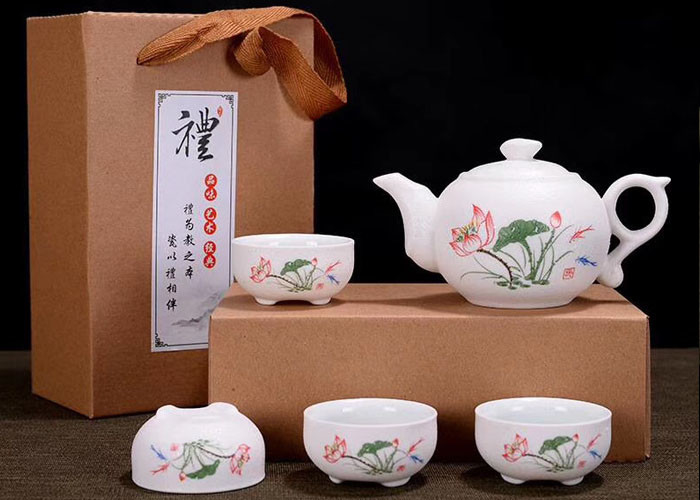 5 Pcs Ceramic Tea Sets For Adults , Customize Ceramic Teapot Travel Suit