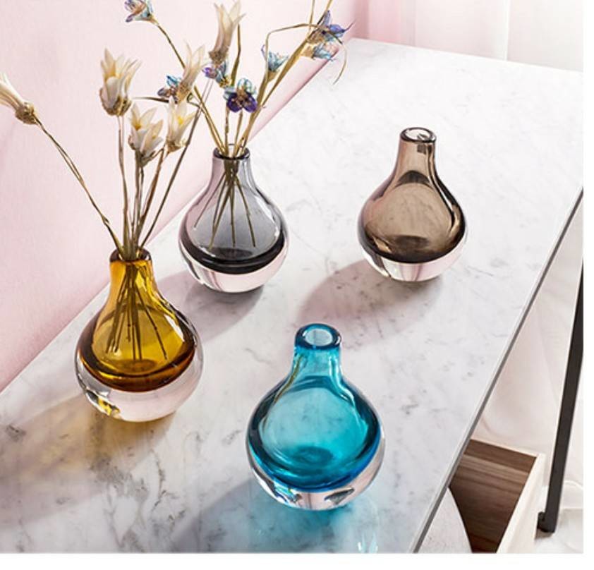 Brown Colored Glass Flower Vases Bulb Type Glass Flower Vase