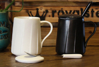 Black White Bistro Ceramic Mugs Custom Logo Printing Dishwasher Safe Approved