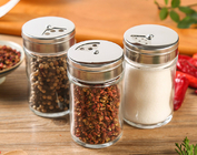 Lead Free Pepper Glass Spice Jar Kitchen Custom Logo With Stainless Steel Lid