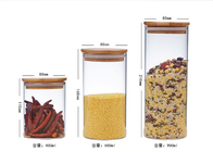 Large Glass Storage Jars With Wood Lid / High Borosilicate Glass Jars
